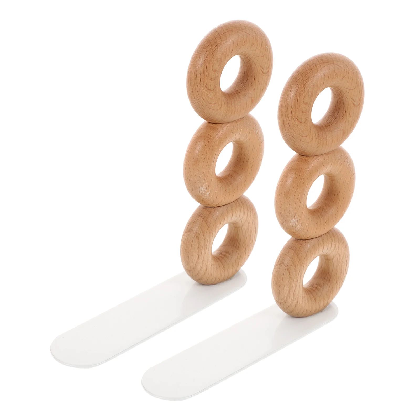 2pcs Wooden Bookends Smooth Surface Anti-scratch Desktop Shelf Organizer Rack Resistant Display Stand for Office