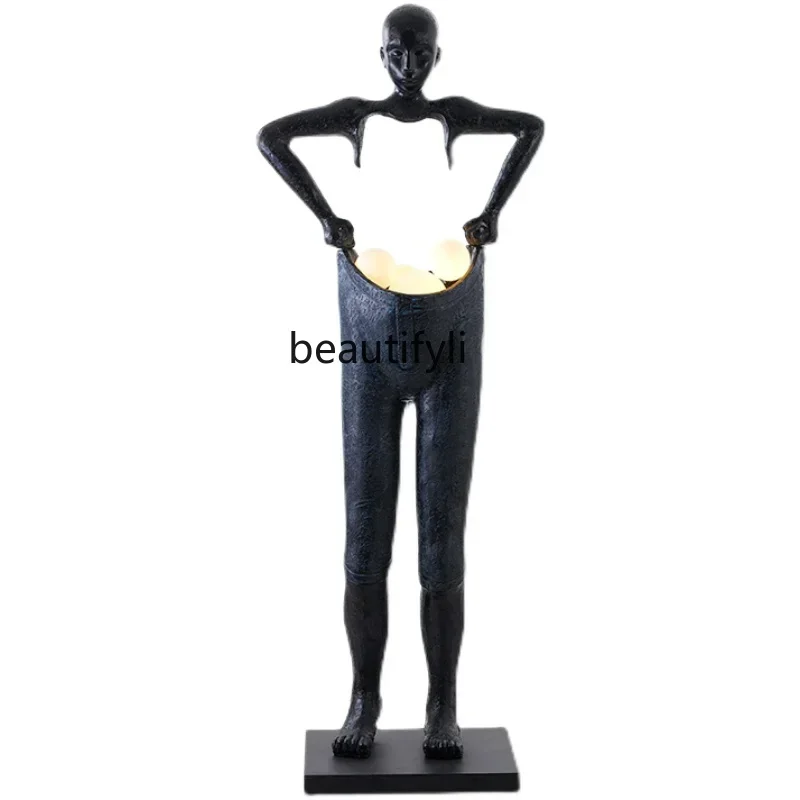 

Nordic Art Sculpture Humanoid Lifting Pants Large Abstract Resin Sculptured Ornaments Landscape Decorative Crafts Floor Lamp