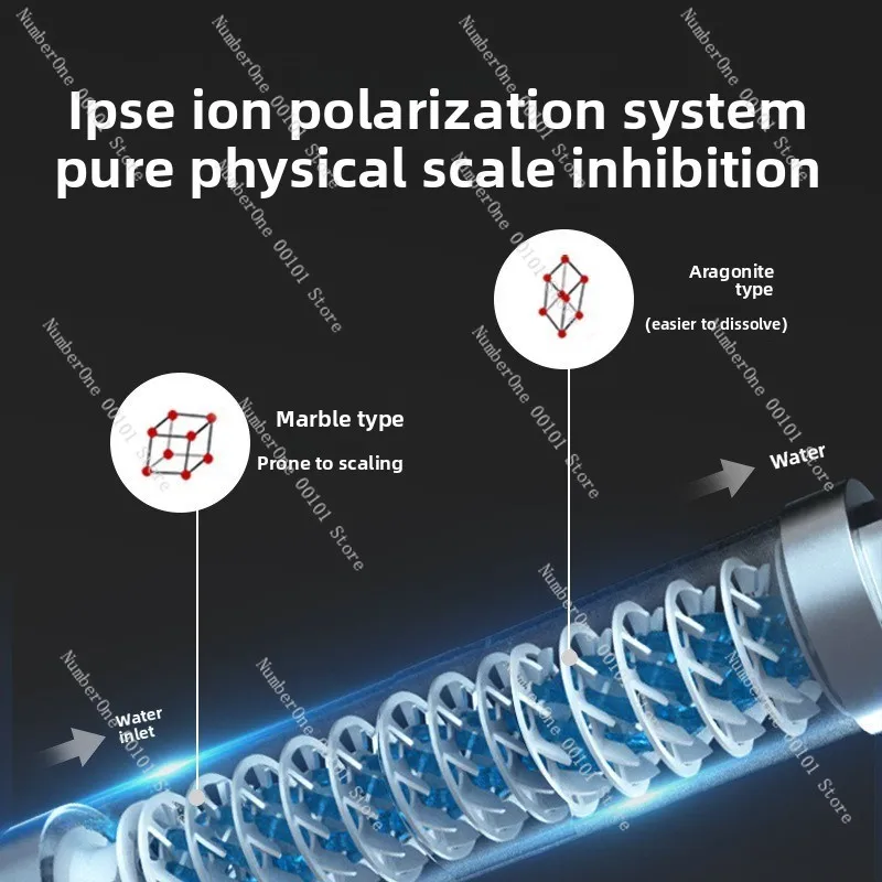 Whole house central water softener, scale inhibitor filter, high flow alkali descaling pipe, microfluidic water softener