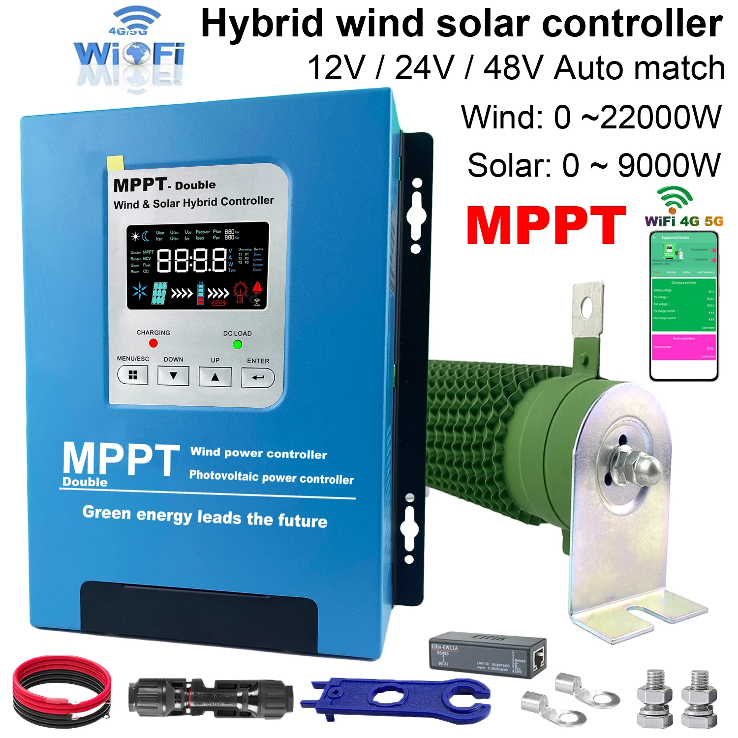 12V 24V 48V 4000W 5000W 6KW Wind Solar Hybrid Controller 80A 120A 150A Solar Panel Wind Turbine MPPT Battery Charging Regulator