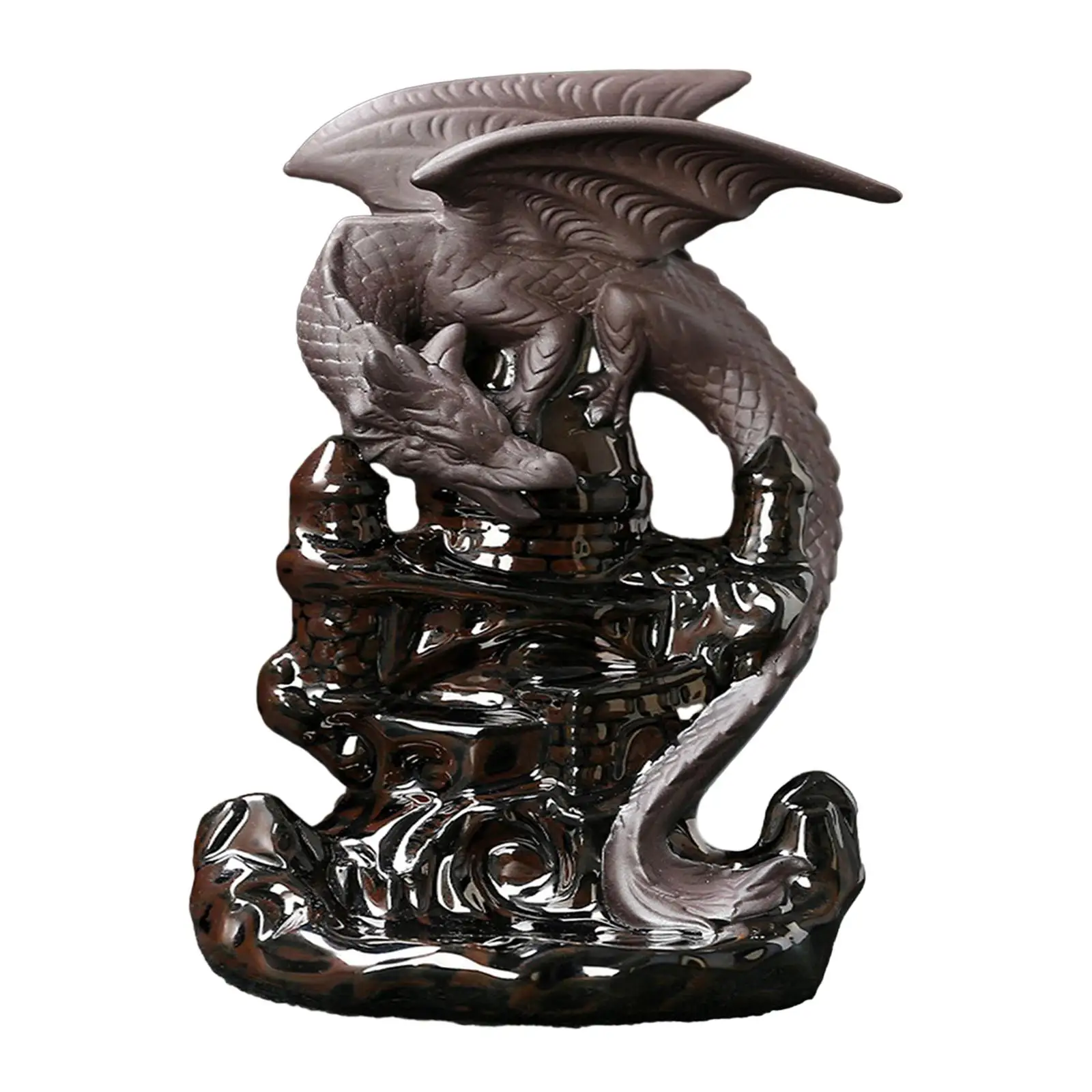 Backflow Incense Burner Dragon Waterfall Incense Burner Gift,Home Decoration Ceramic Statue for Yoga Bedroom Table Relaxation
