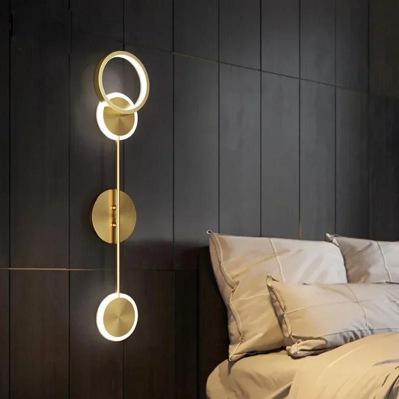 Modern Wall Sconce Light Fixture Indoor Lighting Bedside Lamp Led Home Decor Corridor Bedroom Living Room Minimalism Round Gold