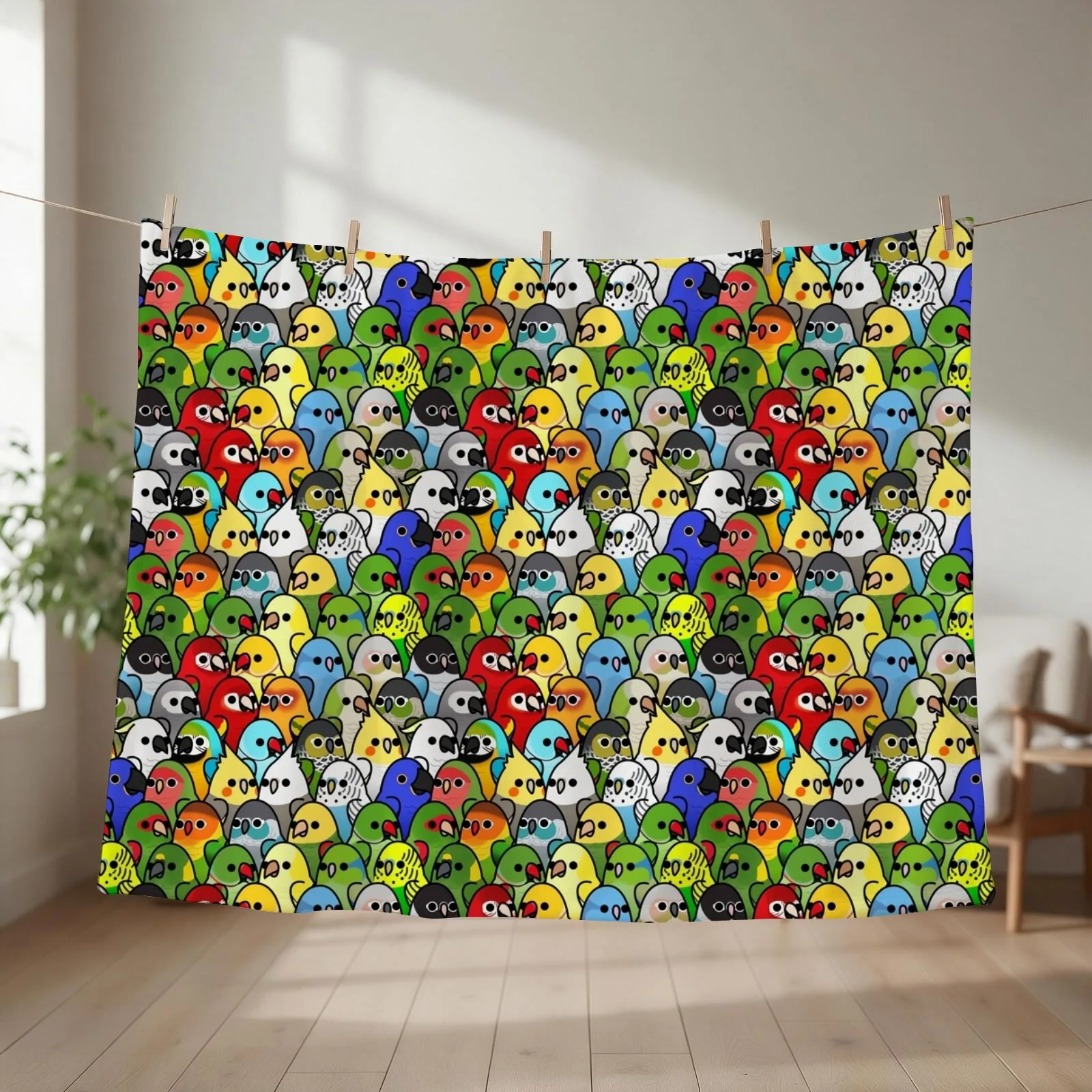 Too Many Birds! Bird Squad Classic Throw Blanket couch cozy soft plush fuzzy picnic outdoor blanket