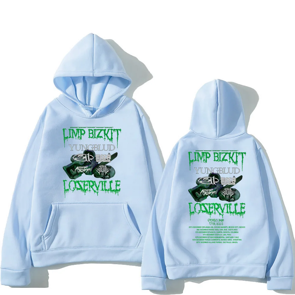 Men Women Hip Hop Limp Bizkit Loserville Tour Hoodies Rock Band Limp Bizkit Graphic Weashirts Casual Oversized Unisex Pullovers