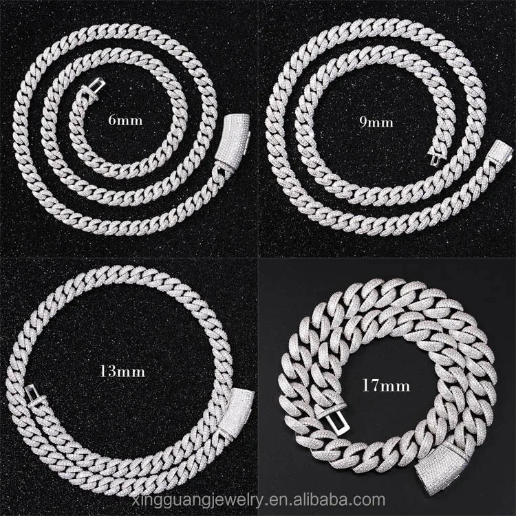 RTS S925 Mens Cuban Link Chains VVS Moissanite Pass Diamond test Fine Jewelry Necklaces Iced Out Cuban Chain...