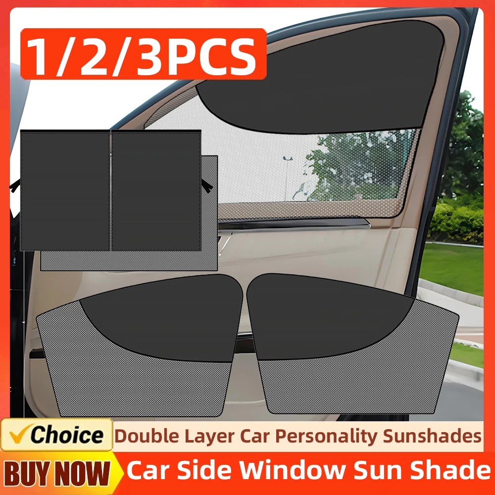 Double Layer Auto Black UV Protection Film 10 Magnets Magnetic Car Personality Sunshades UV Protection Front Rear Window Curtain 