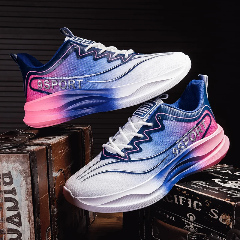 Sepatu Lari Pria Sepatu Kasual Nyaman Anti Selip Jaring Udara Pria Sepatu Jalan Pria Bersirkulasi Olahraga Bertali