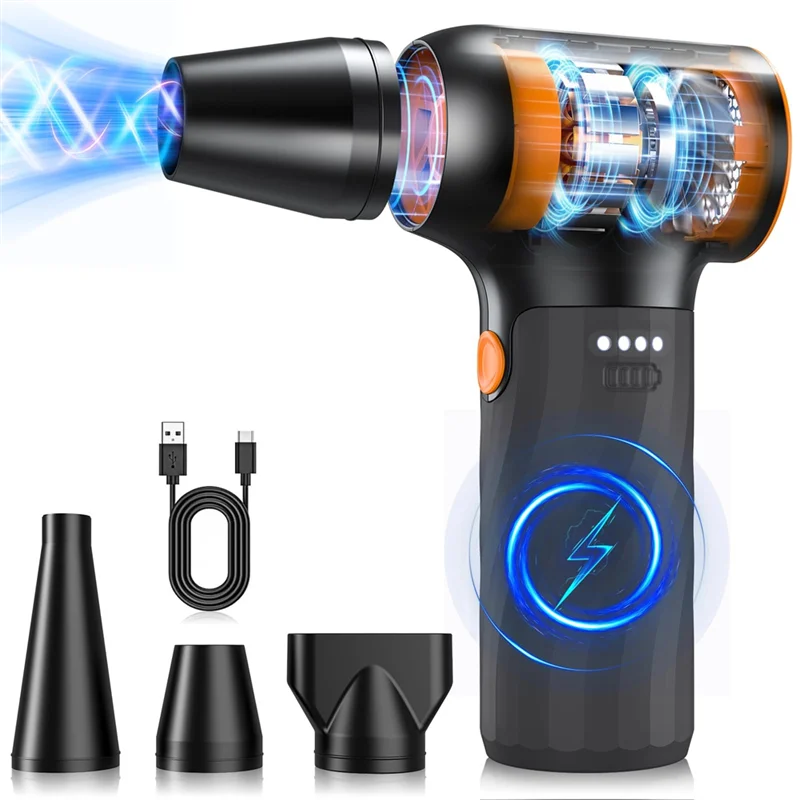 ABLL-圧縮エアダスター、ミニブロワーターボファン130000RPM - コードレスエアダスターブロワー、車のドライキーボードPCコンピュータ用