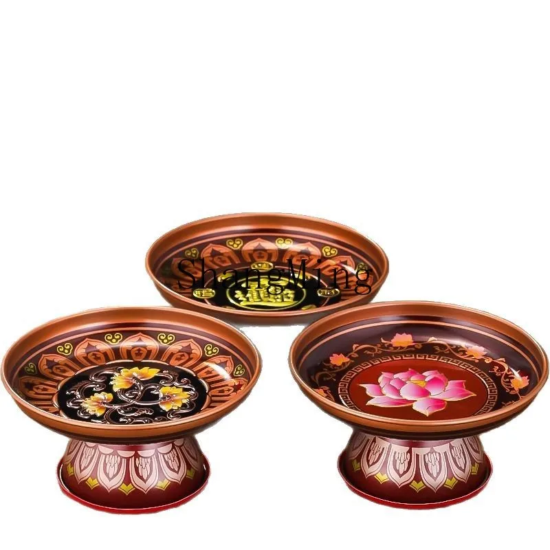

PYH alloy fruit plate for household Buddha front offering thickened and drop-resistant Buddha offering fruit plate