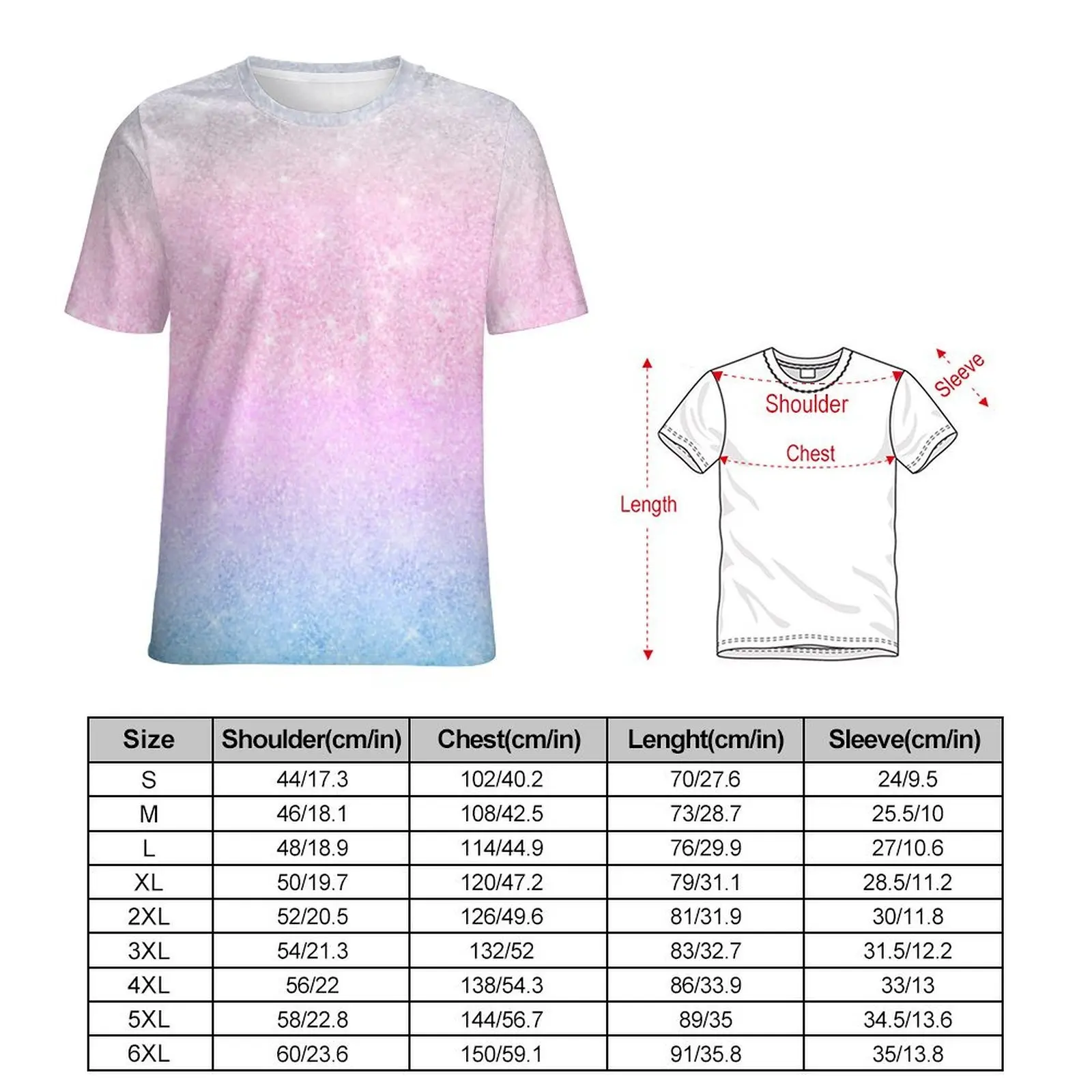 Oversize T-Shirt Summer Elegant Ombre T Shirts Pink Silver Glitter Print Funny O Neck Tshirt Couple Trending Design Tees