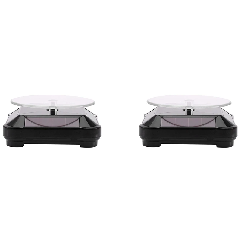 

NEW-2X Solar Turntable Jewelry Electric Turntable Display Stand Mobile Phone Watch Hand Jade Glasses Tray Black