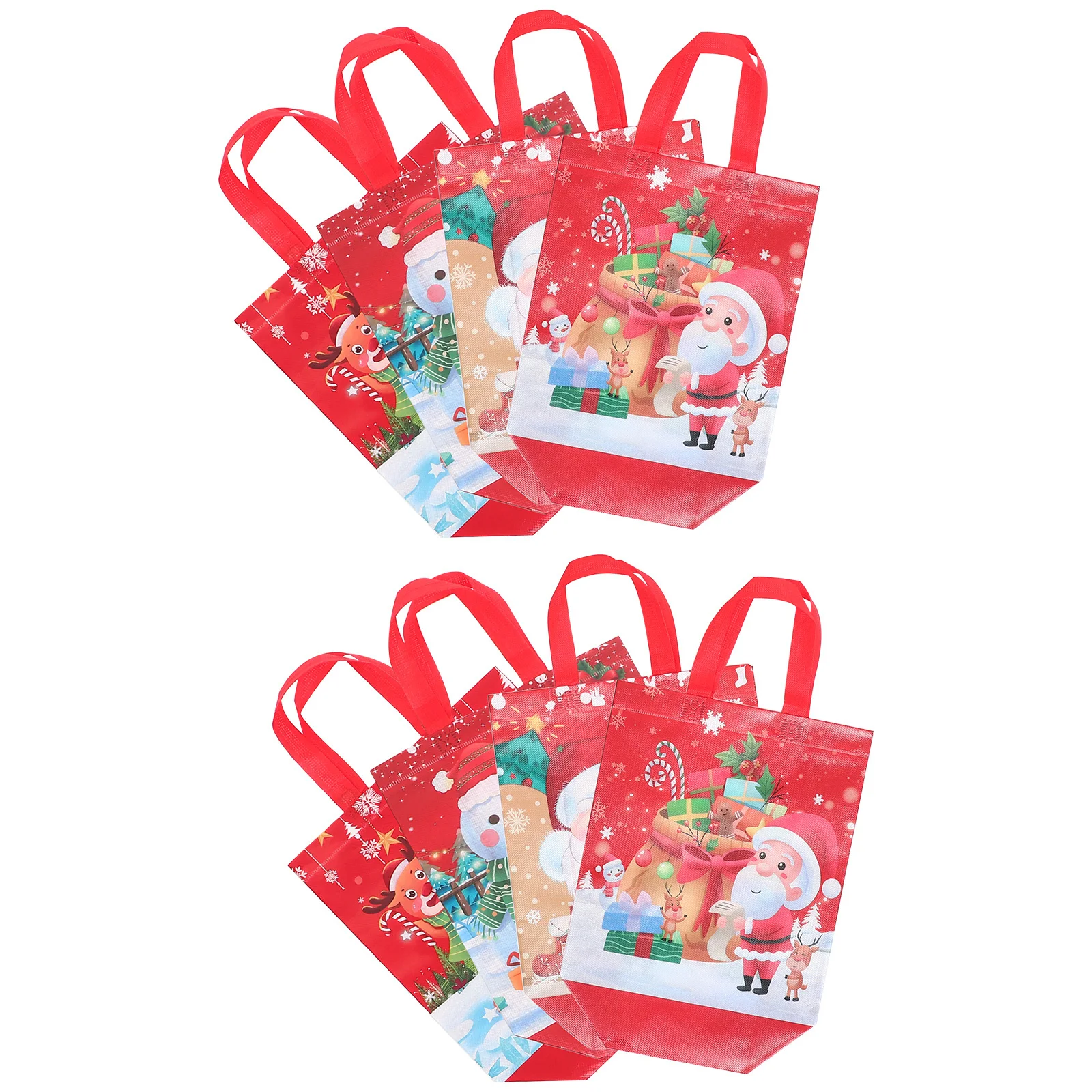 

8Pcs Christmas Gift Bags Non-Woven Fabric Tote Xmas Themed Shopping Reusable Large Capacity Handbag Christmas Gift Bags