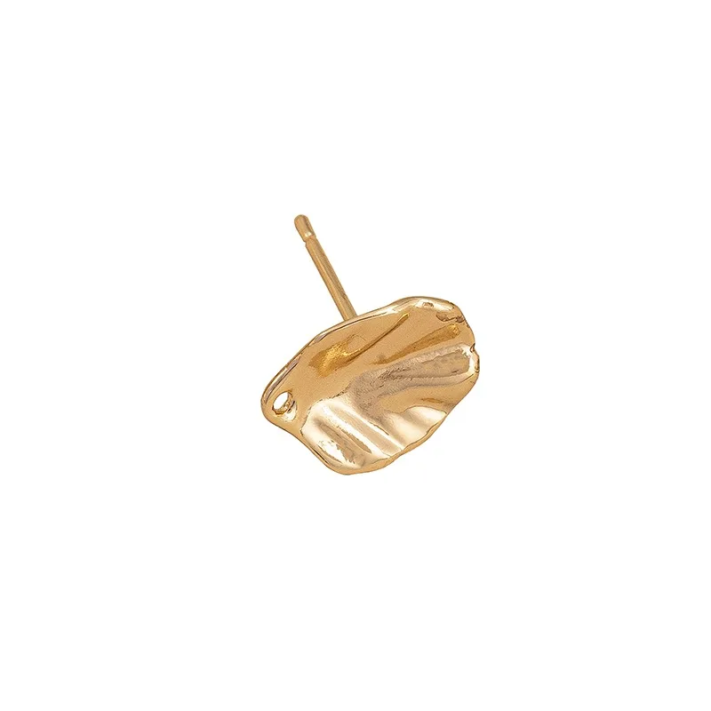 

1pair 14K Gold-plated Leaf Hanging Stud Earrings, 925 Silver Needle, Handcrafted Diy Hanging Pearl Earrings Accessory Materials