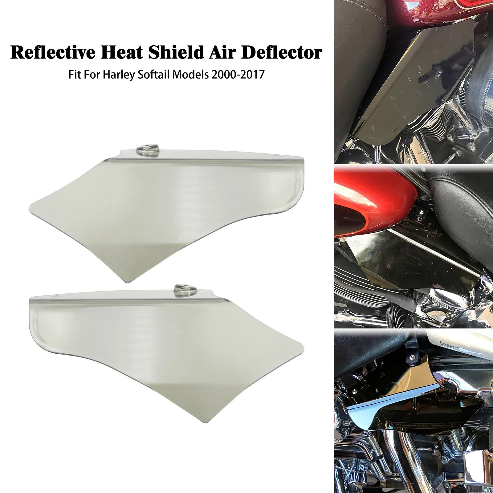 Motorcycle Reflective Air Deflector Saddle Heat Shield ABS For Harley Softail Fat Boy Slim FLS FXCW FLSTF FXS 2000-2017