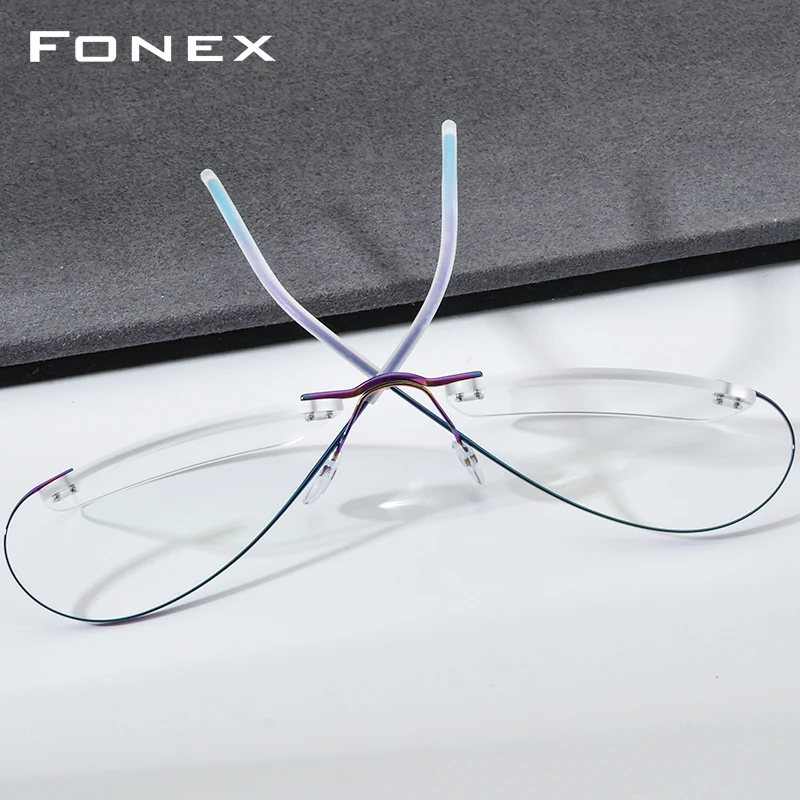 FONEX Rimless Titanium Glasses Men Brand Design Frameless Eyeglasses Frame Women High-Quality Ultralight Austria Eyewear 85707