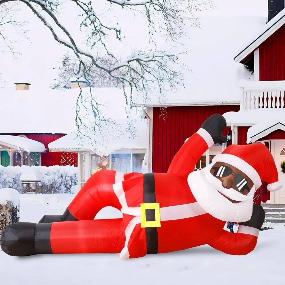 

10FT Giant Christmas Inflatable Black Santa Christmas Outdoor Inflatables Blow Up Yard for Xmas Outside Lawn Yard Garden