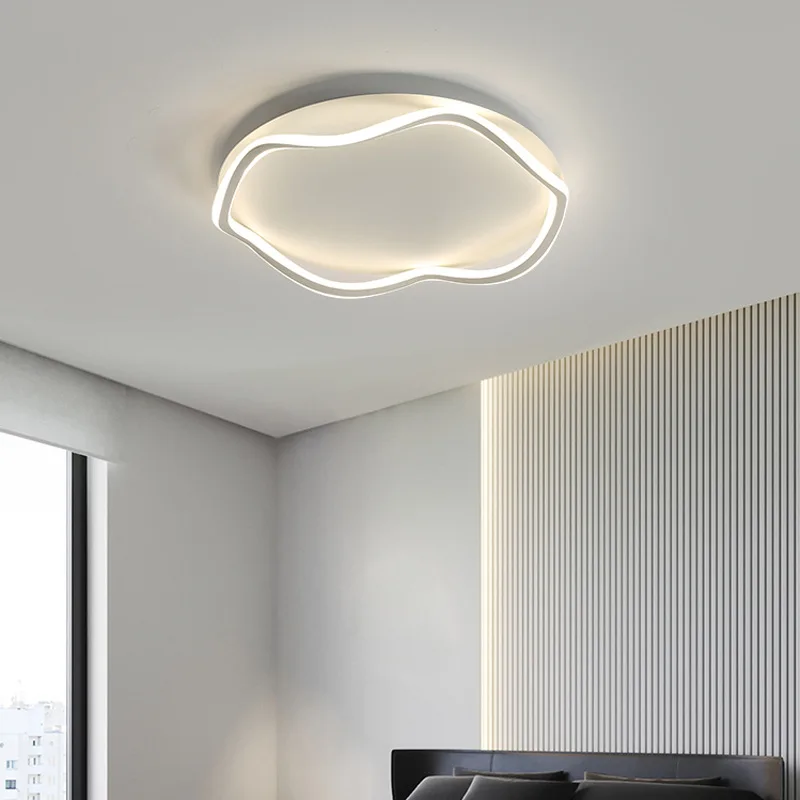 مصباح سقف LED مستدير إبداعي حديث، أبيض مع تعتيم بثلاثة ألوان، تصميم موجة بسيط للمطبخ وغرفة النوم وغرفة الطعام