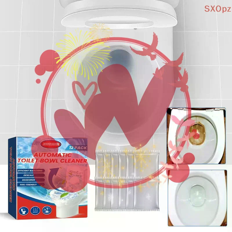 Automatic Toilet Bowl Cleaner Tablets with Bleach - Sustained-Release, Easy-Dissolve Formula, Efficient Stain Removal, Min
