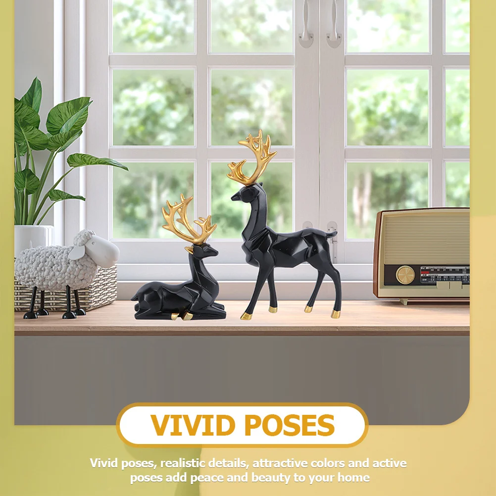 

2pcs Resin Reindeer Figurines Christmas Decor For Living Room Bedroom Desk Modern Home Decorative Objects Table Centerpieces