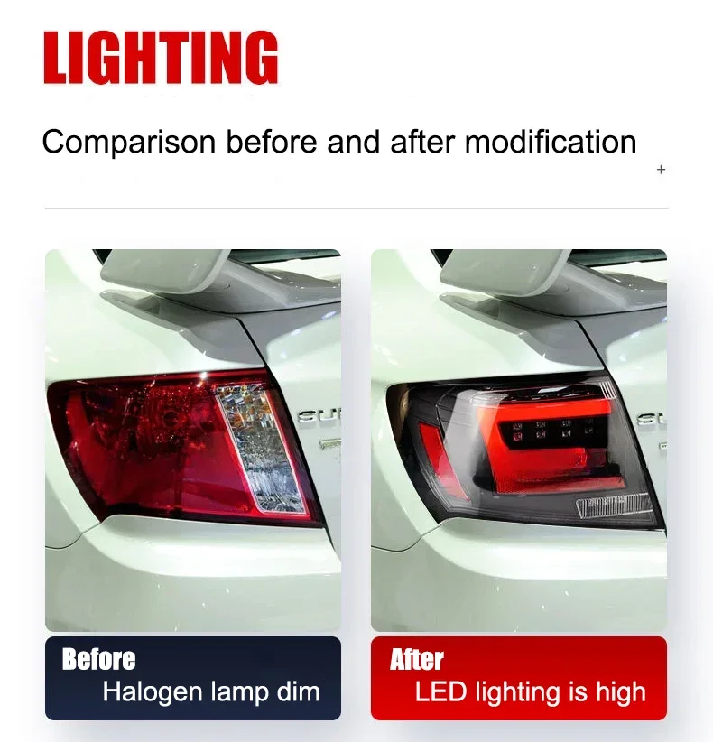 for Car taillights for Subaru Impreza WRX 2008-2014 taillight assembly modified LED running light flow turn signal