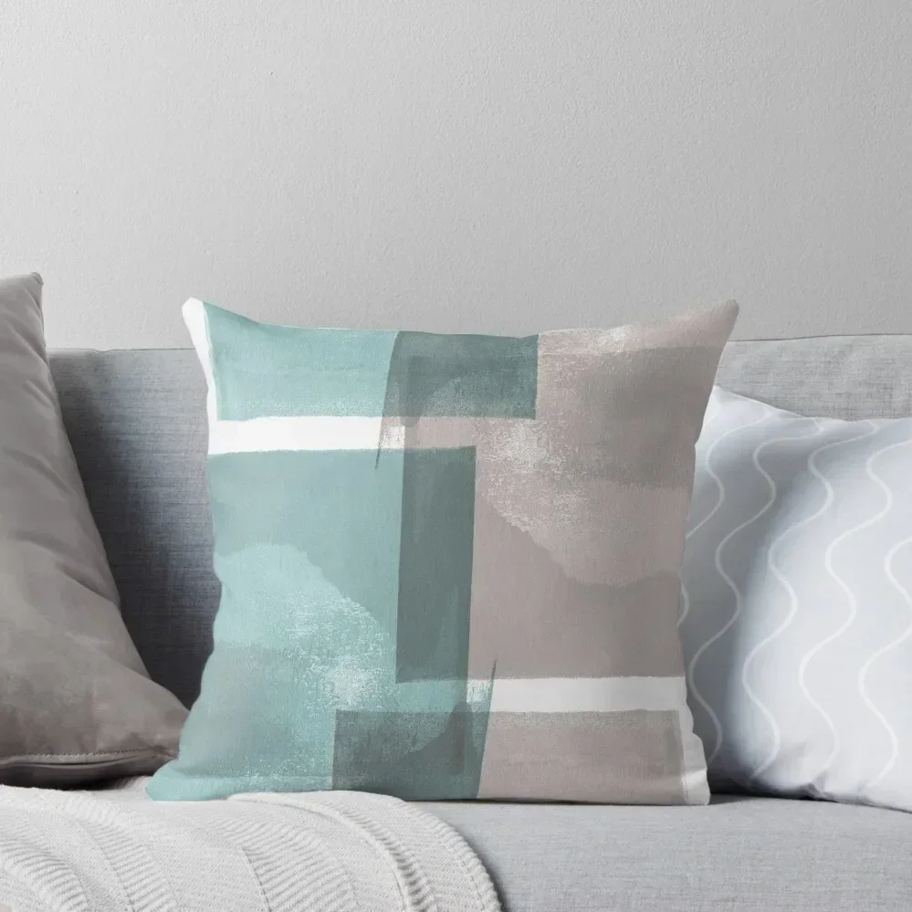 

Modern Geometric Abstract Turquoise and Grey Throw Pillow Pillowcase Cushion luxury sofa pillows pillow