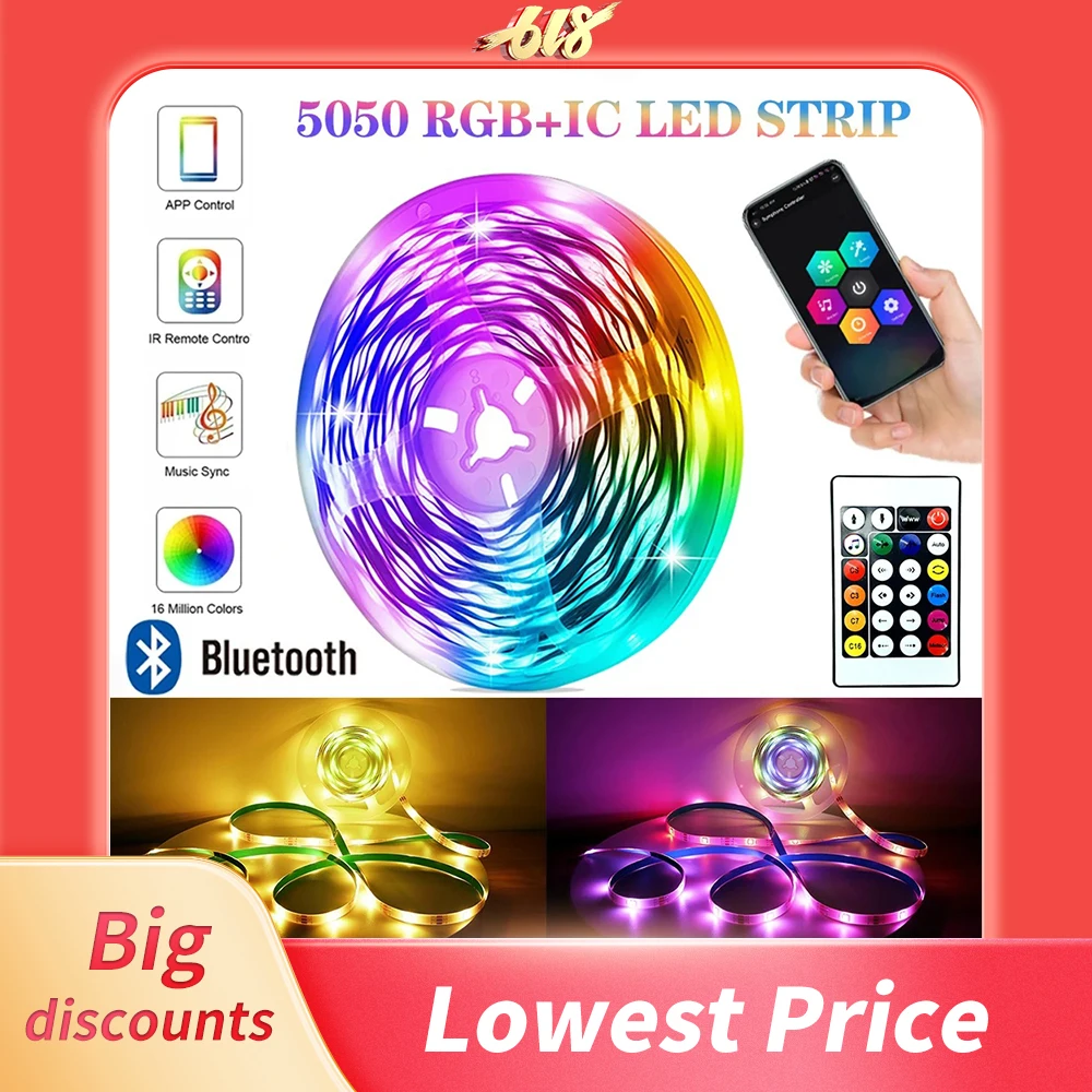 

USB 5V RGBIC 5050 LED Strip Light Smart Control IP65 Waterproof Flexible Lamp Tape Ribbon Diode For Festival Party TV Room Decor