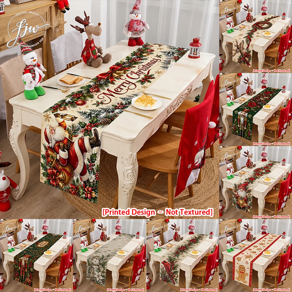 1pc Christmas Table Runner Merry Xmas Holiday Dining Table Decor for Party Home