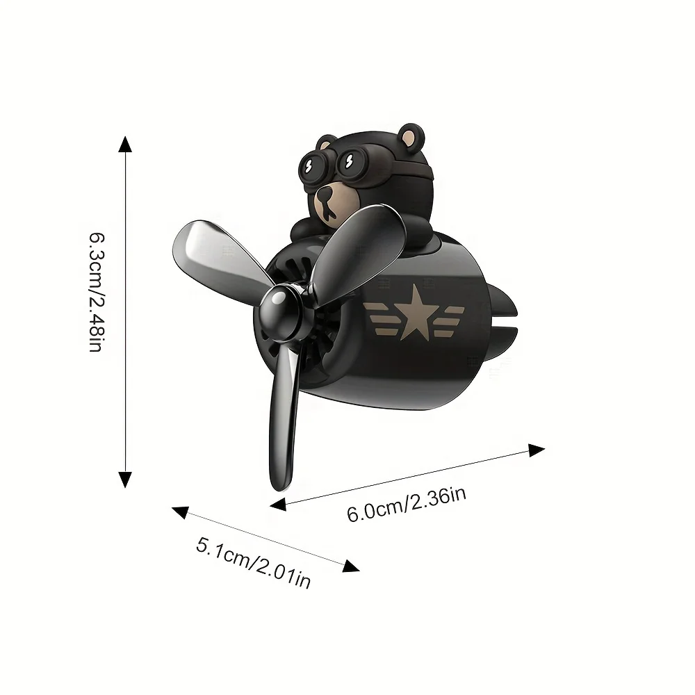 Car Air Freshener Cartoon Pilot Car Air Vent Fan Creative Car Perfume Decoration (Black Bear And Red Fox) - view 6