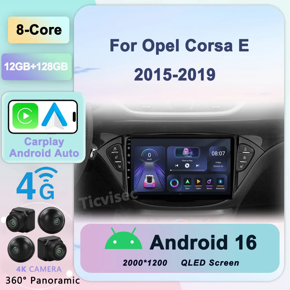 

Android 16 For Opel Corsa E 2014 2015 2016 2017 2018 2019 Car Radio Audio Multimedia GPS Navigation Auto Stereo BT Carplay 2 Din