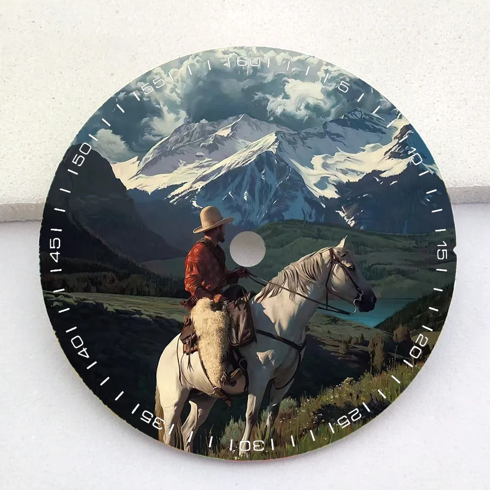 NH35 dial watch parts replacement accessories 28.5mm dial Western denim silk screen dial NH35 watch dial  Watch Face