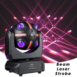 YUER LED Moving Head 4in1 Effect Lighting Beam Laser Strobe DMX Music Control Party Dj Disco Stage Effect Show Event Lighting