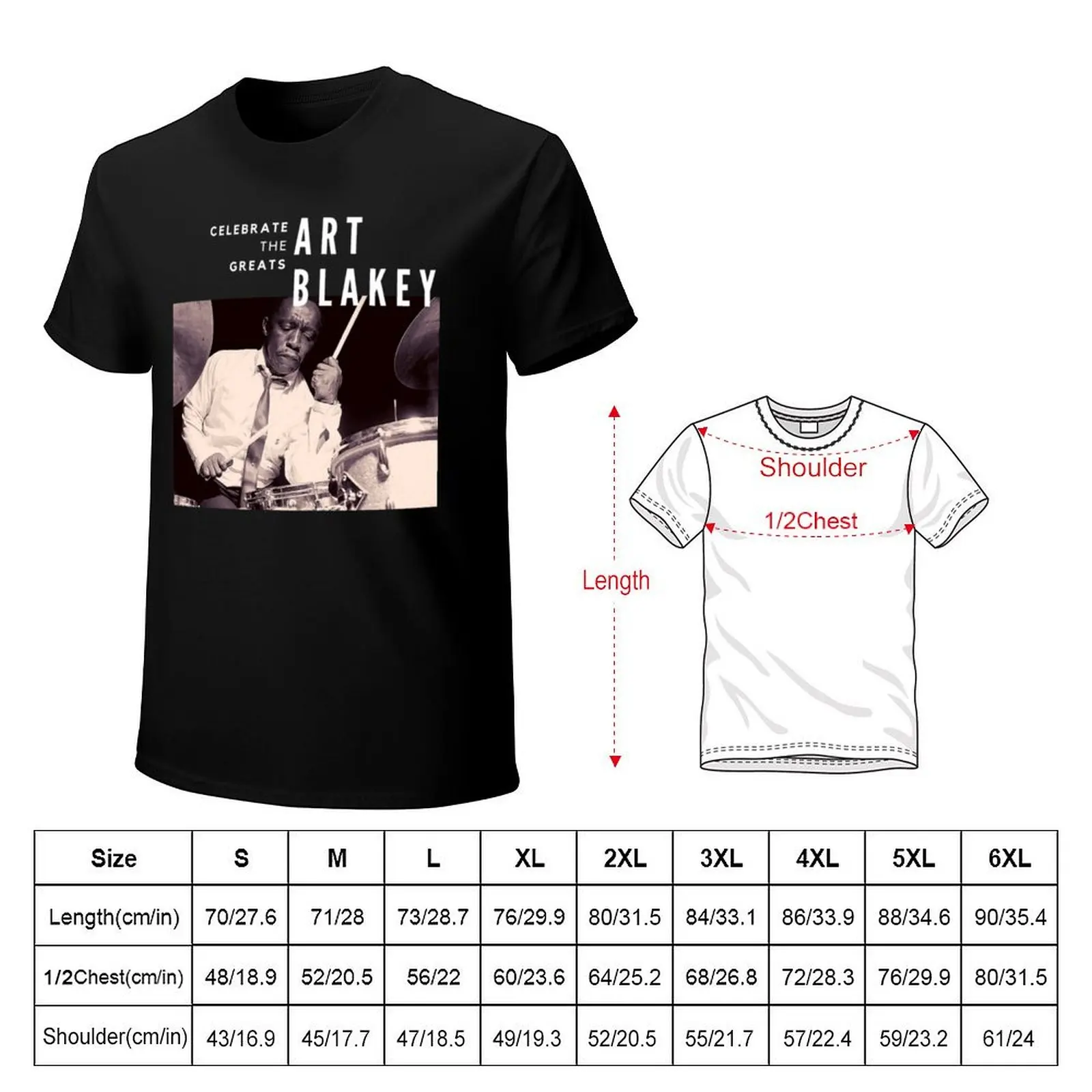 Art Blakey Great Jazz Drummer Musician T-Shirt Big Size Loose Fit Tee Shirt
