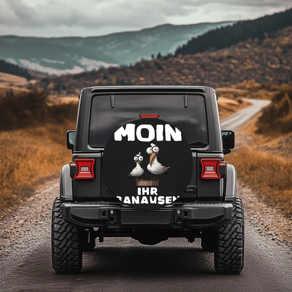 Funny Seagull MOIN Pattern 30/34 Inch Multi-Functional Tire Cover, Suitable For Jeeps, Trailers, RVs, Off-Road Vehicles, Trucks,