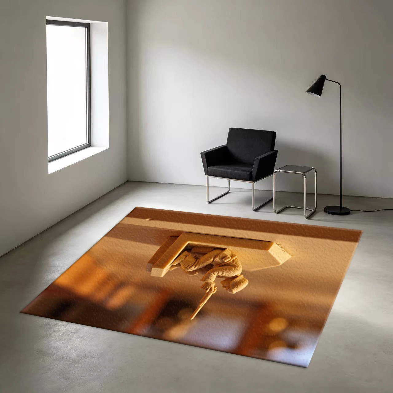 Vintage Miniature Soldier Model 3D Art Carpet Non-Slip Floor Carpet