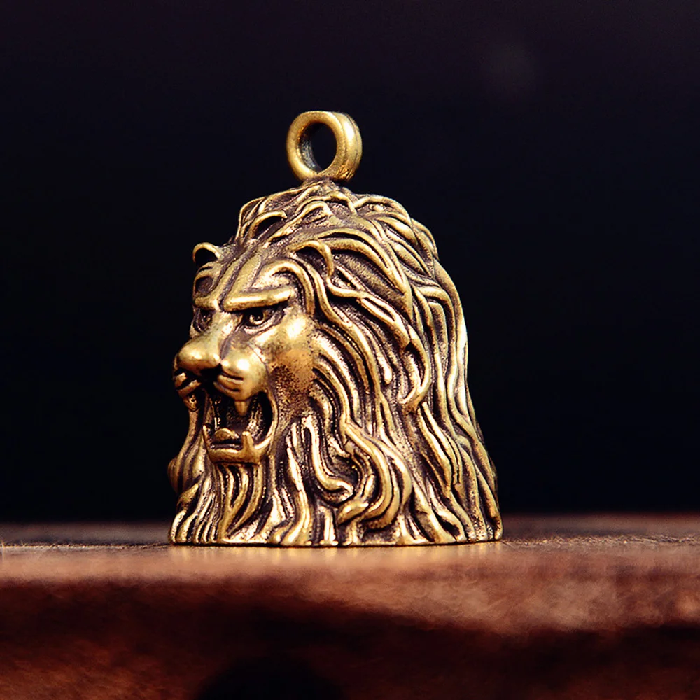 Lion Brass Bell Animal Statue Ornaments Vintage Style Crafts Lucky Fengshui Home Decor Gift