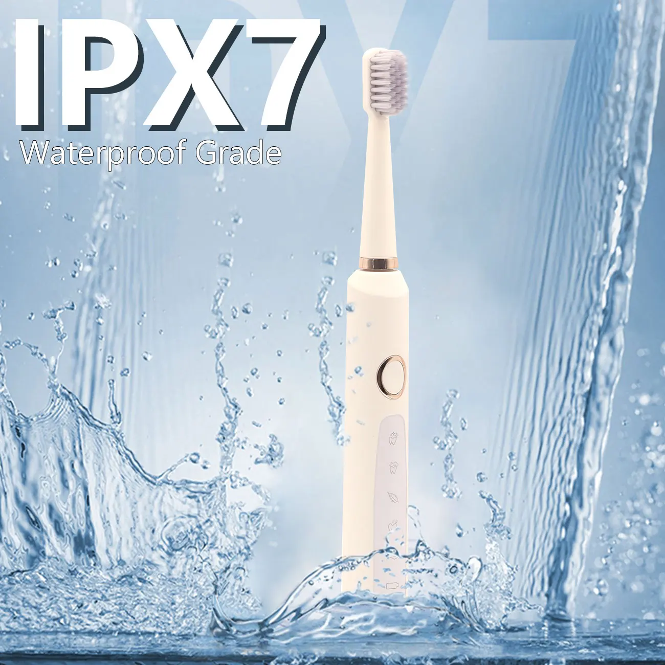 Cepillo de dientes eléctrico sónico con carga USB, IPX7 resistente al agua, potente blanqueamiento ultrasónico, limpieza automática, lavable, modo de 5 engranajes