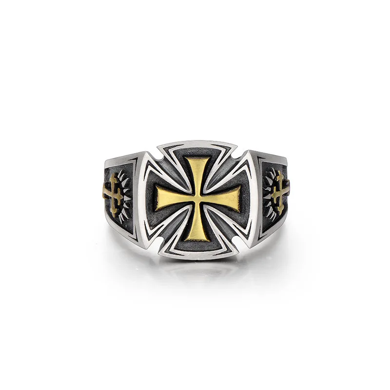 Personalized Cross Design Men's Ring, A Hundred and One Daily Simple Light Luxury Sense Ring Vintage Wind Niche JewelryWholesale
