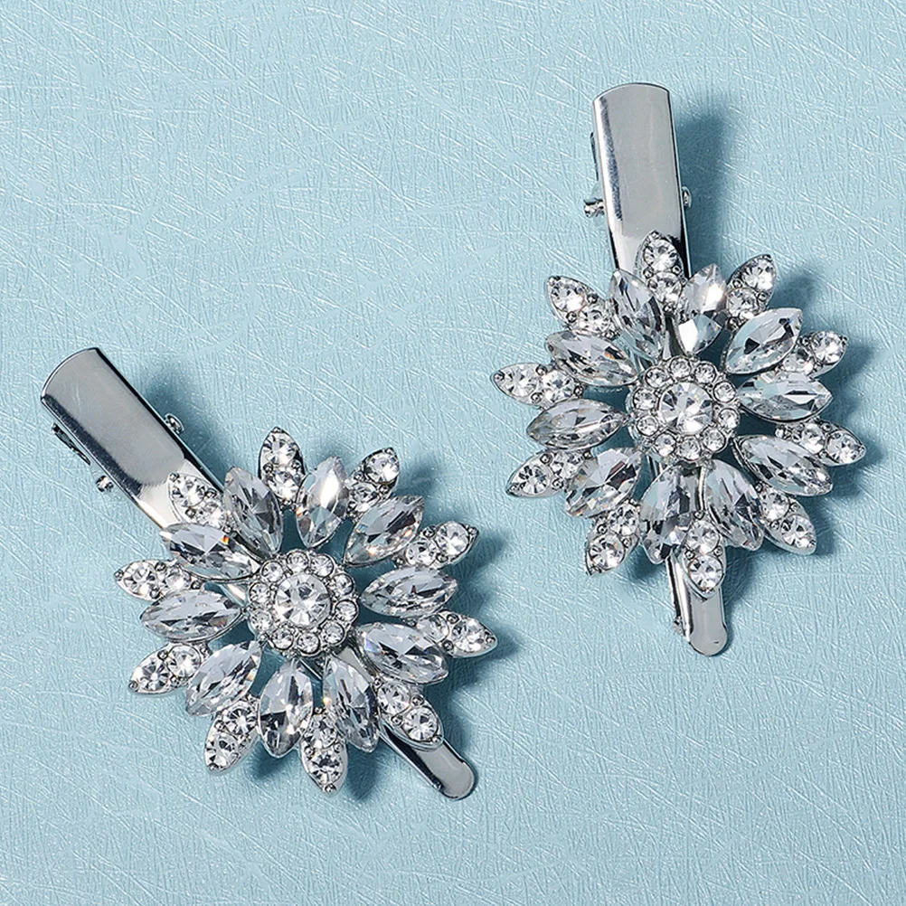 

2pcs Rhinestone Clip Crystal Barrette Women Hair Hair Tools For Styling Accessories Wedding Party Styling Tools Decor