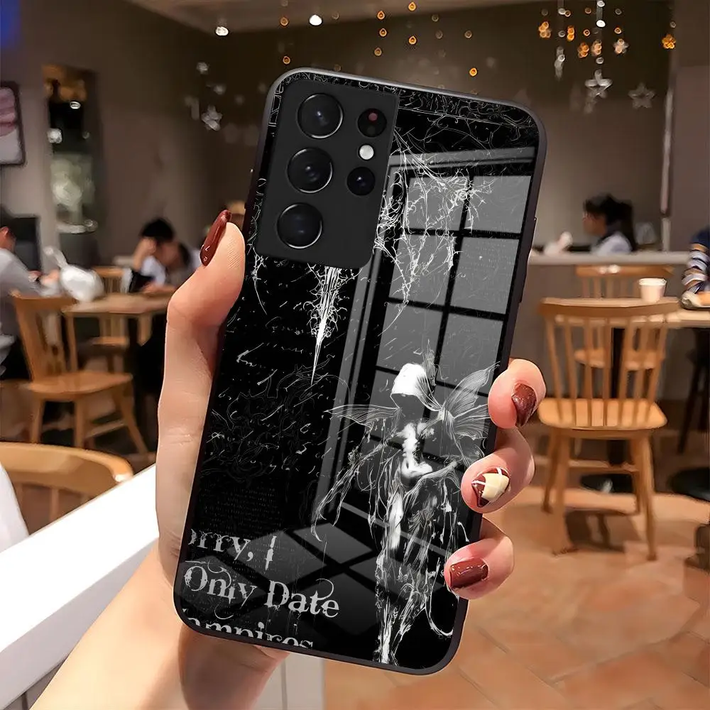 Gothic Coquette Cyber Sigilism Cross Phone Case For Samsung S25 S24 FE S23 S22 S21 Plus S20 Ultra Note20Ultra Black Glass Cover
