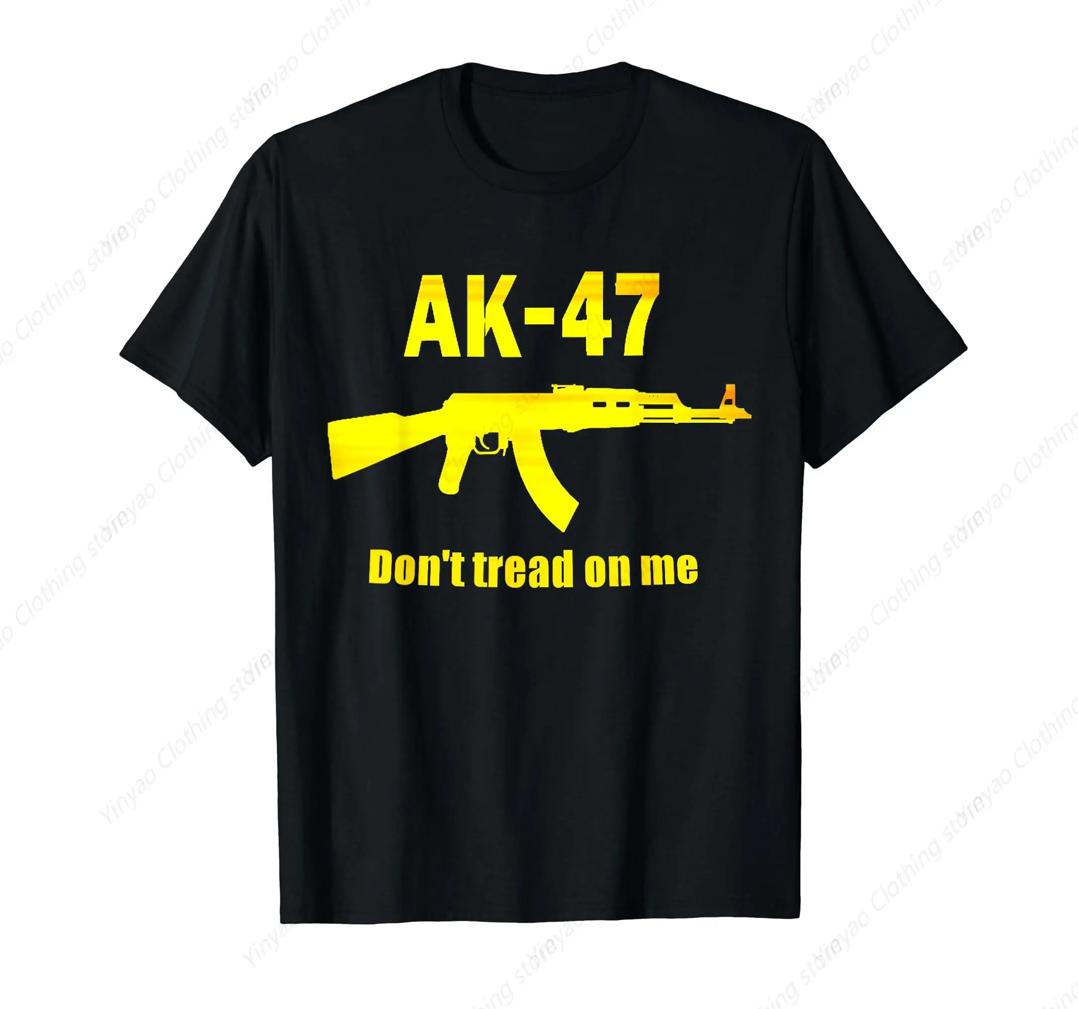 AK 47 Weapons and Firearms Gold T-shirt Cool Printed Men's Shirt Pure Cotton Breathable T shirt