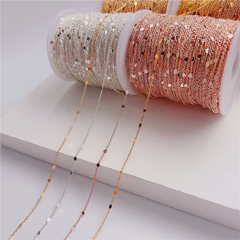 5meters Golden Color Necklace Bracelets Chains Bulk Metal Copper Open Flat Link Chains Lot for Diy Jewelry Making Accessories