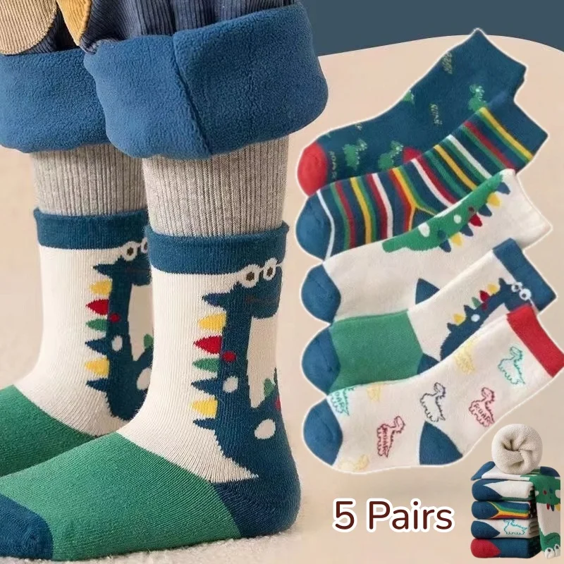 Winter Socks Baby Socks 5 Pairs /bag Warm Cotton Cartoon Socks Kids Girls Boys Thicken Sock