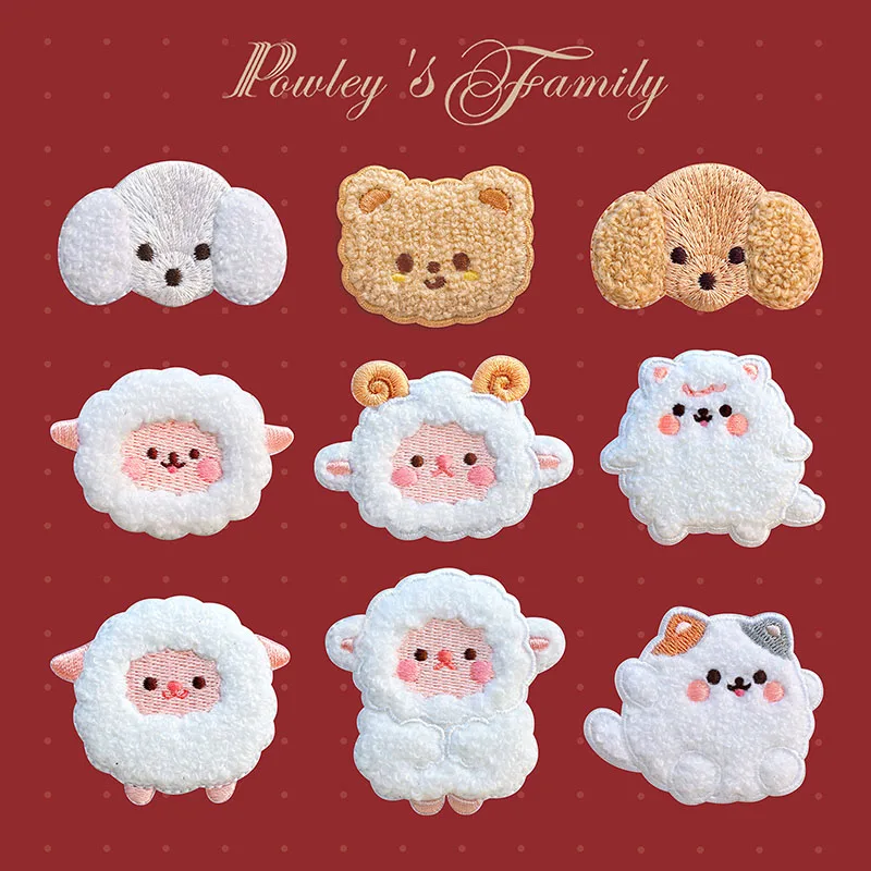 Naszywki z tkaniny pluszowej dla zwierząt na szalik, sweter, ubrania, etui na telefon komórkowy, dekoracyjne naklejki samoprzylepne