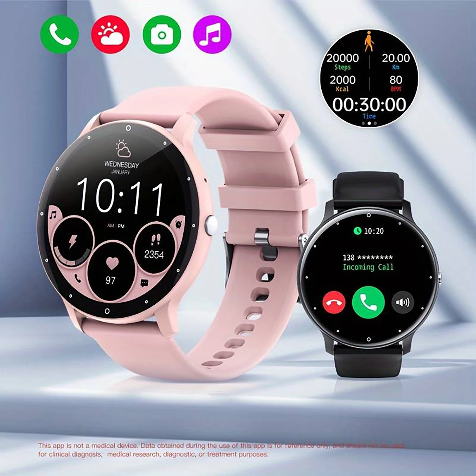 Smart watch, wireless calling/dial, multi-Sport mode, calling reminder and rejection,for iPhone/Andriod