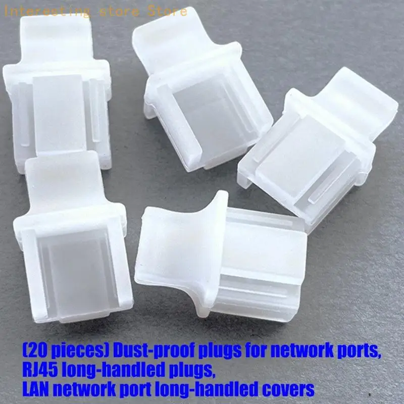 20Pcs Soft Silicone RJ45 Ethernet Port Protectors Long Stem Dust Plugs For Fiber And Copper RJ45 Female Port 55KC