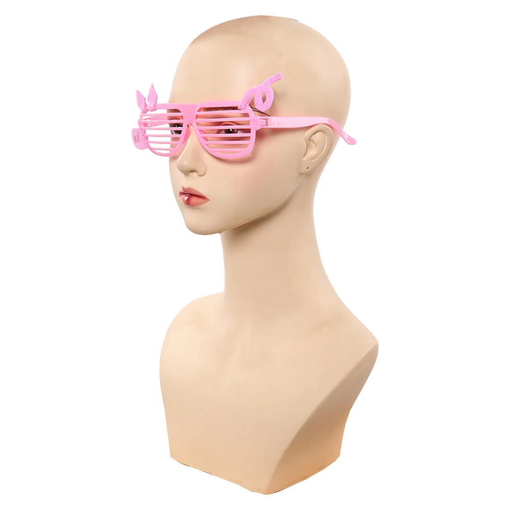 نيك وايلد كارتون حديقة الحيوان تأثيري الوردي خنزير نظارات مخطط نظارات زي اكسسوارات وتتسابق الدعائم تمويه كرنفال الهالوين #3