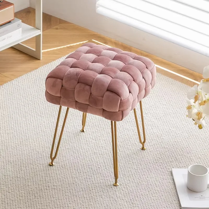 

High-End Makeup Stool, Luxury Vanity Chair for Girls' Bedroom, Swivel Stool, Pink Makeup Table Accent, Stylish Dressing Stool