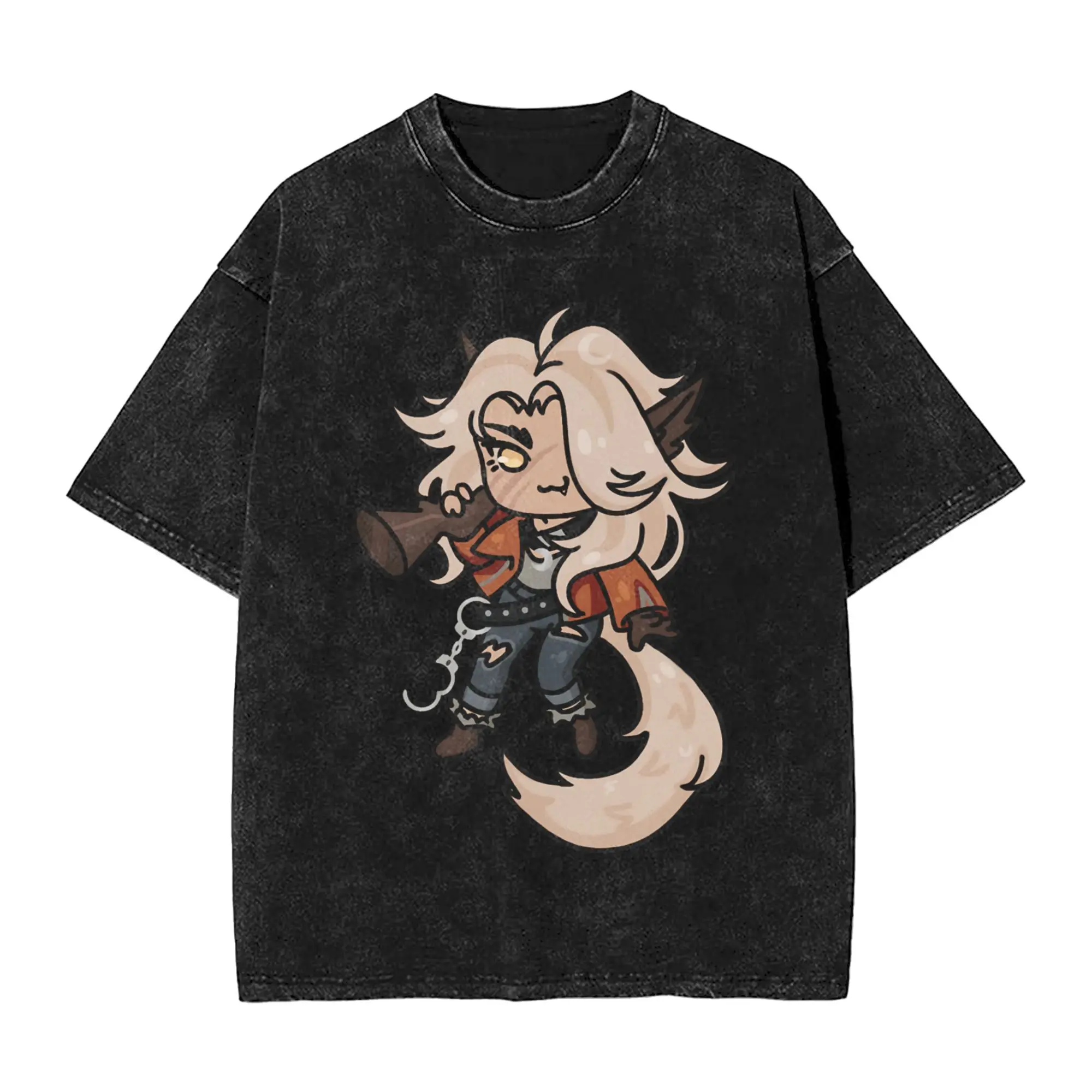 Silver Deadlock Washed T-Shirt Men  Y2K Basic Cotton T Shirts Summer O-Neck Trendy Cool Tee Shirt Print Oversized Tops