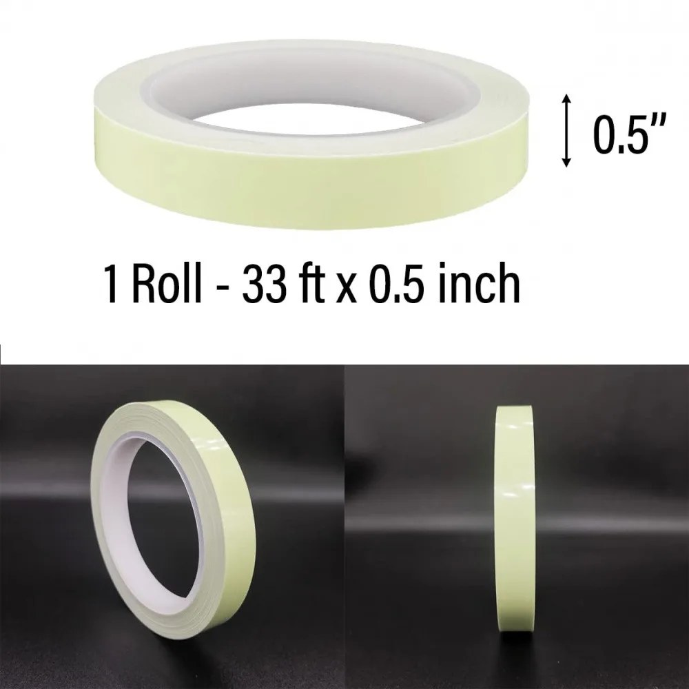 1 Roll Glow In The Dark Luminous Fluorescent Tape, 0.78 Inch X 16.4 Ft Self-Adhesive Night Glow Sticker Tape, Waterproof Luminous Marking Tape for Stairs Door Steps Emergency Exit Stage Decor Safety Warning