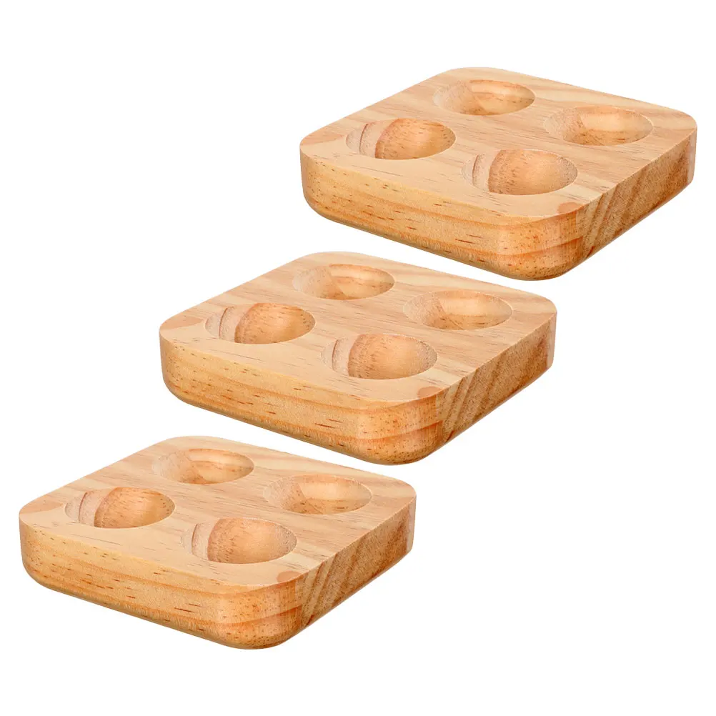 

3Pcs Egg Organizer Fridge Shockproof Platter for Kitchen Restaurant Countertop Organization Double Row Layout Wooden